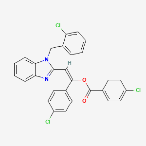 molecular formula C29H19Cl3N2O2 B5351243 2-[1-(2-chlorobenzyl)-1H-benzimidazol-2-yl]-1-(4-chlorophenyl)vinyl 4-chlorobenzoate 