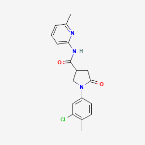 molecular formula C18H18ClN3O2 B5351258 1-(3-chloro-4-methylphenyl)-N-(6-methylpyridin-2-yl)-5-oxopyrrolidine-3-carboxamide 