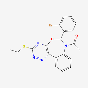 molecular formula C20H17BrN4O2S B5351269 1-[6-(2-BROMOPHENYL)-3-(ETHYLSULFANYL)[1,2,4]TRIAZINO[5,6-D][3,1]BENZOXAZEPIN-7(6H)-YL]-1-ETHANONE 