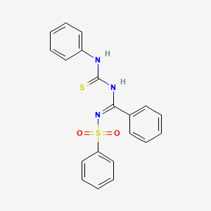 molecular formula C20H17N3O2S2 B5351300 N-(anilinocarbonothioyl)-N'-(phenylsulfonyl)benzenecarboximidamide 