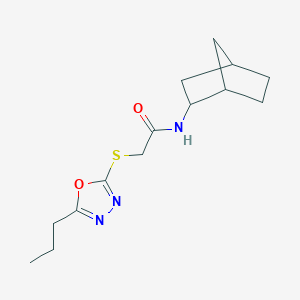 molecular formula C14H21N3O2S B5351309 N-bicyclo[2.2.1]hept-2-yl-2-[(5-propyl-1,3,4-oxadiazol-2-yl)thio]acetamide 