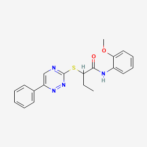 molecular formula C20H20N4O2S B5351324 N-(2-methoxyphenyl)-2-[(6-phenyl-1,2,4-triazin-3-yl)sulfanyl]butanamide 