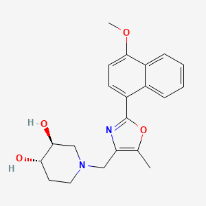 molecular formula C21H24N2O4 B5351355 (3S*,4S*)-1-{[2-(4-methoxy-1-naphthyl)-5-methyl-1,3-oxazol-4-yl]methyl}piperidine-3,4-diol 