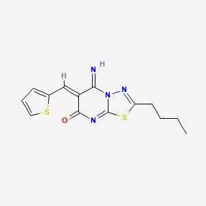 2-butyl-5-imino-6-(2-thienylmethylene)-5,6-dihydro-7H-[1,3,4]thiadiazolo[3,2-a]pyrimidin-7-one