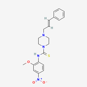 molecular formula C21H24N4O3S B5351397 N-(2-methoxy-4-nitrophenyl)-4-(3-phenyl-2-propen-1-yl)-1-piperazinecarbothioamide 