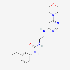 molecular formula C19H26N6O2 B5351407 N-(3-ethylphenyl)-N'-(2-{[6-(4-morpholinyl)-4-pyrimidinyl]amino}ethyl)urea 