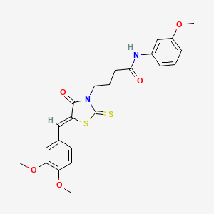 molecular formula C23H24N2O5S2 B5351440 4-[5-(3,4-dimethoxybenzylidene)-4-oxo-2-thioxo-1,3-thiazolidin-3-yl]-N-(3-methoxyphenyl)butanamide 