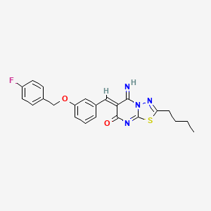 (6Z)-2-butyl-6-[[3-[(4-fluorophenyl)methoxy]phenyl]methylidene]-5-imino-[1,3,4]thiadiazolo[3,2-a]pyrimidin-7-one