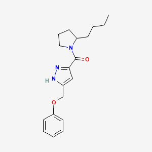 molecular formula C19H25N3O2 B5351518 3-[(2-butylpyrrolidin-1-yl)carbonyl]-5-(phenoxymethyl)-1H-pyrazole 