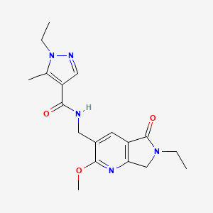 molecular formula C18H23N5O3 B5351556 1-ethyl-N-[(6-ethyl-2-methoxy-5-oxo-6,7-dihydro-5H-pyrrolo[3,4-b]pyridin-3-yl)methyl]-5-methyl-1H-pyrazole-4-carboxamide 