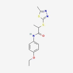 molecular formula C14H17N3O2S2 B5351668 N-(4-ethoxyphenyl)-2-[(5-methyl-1,3,4-thiadiazol-2-yl)thio]propanamide 