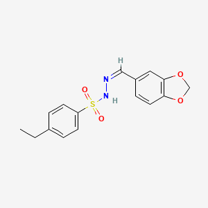 molecular formula C16H16N2O4S B5351682 N'-(1,3-benzodioxol-5-ylmethylene)-4-ethylbenzenesulfonohydrazide 