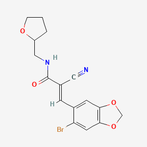 molecular formula C16H15BrN2O4 B5351725 3-(6-bromo-1,3-benzodioxol-5-yl)-2-cyano-N-(tetrahydro-2-furanylmethyl)acrylamide 