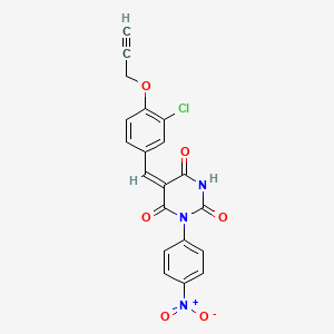 molecular formula C20H12ClN3O6 B5351757 (5E)-5-[(3-chloro-4-prop-2-ynoxyphenyl)methylidene]-1-(4-nitrophenyl)-1,3-diazinane-2,4,6-trione 