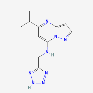 molecular formula C11H14N8 B5351820 5-isopropyl-N-(1H-tetrazol-5-ylmethyl)pyrazolo[1,5-a]pyrimidin-7-amine 