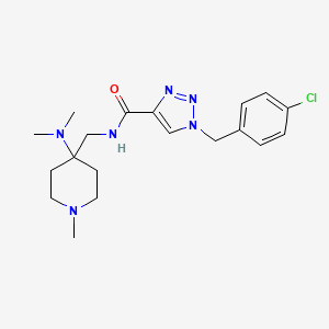 molecular formula C19H27ClN6O B5351862 1-(4-chlorobenzyl)-N-{[4-(dimethylamino)-1-methyl-4-piperidinyl]methyl}-1H-1,2,3-triazole-4-carboxamide 