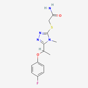 molecular formula C13H15FN4O2S B5351942 2-({5-[1-(4-fluorophenoxy)ethyl]-4-methyl-4H-1,2,4-triazol-3-yl}sulfanyl)acetamide 