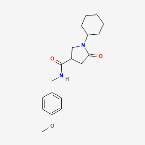 molecular formula C19H26N2O3 B5351950 1-cyclohexyl-N-(4-methoxybenzyl)-5-oxo-3-pyrrolidinecarboxamide 