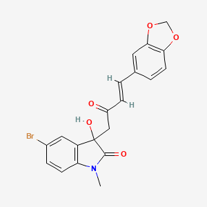 3-[4-(1,3-benzodioxol-5-yl)-2-oxo-3-buten-1-yl]-5-bromo-3-hydroxy-1-methyl-1,3-dihydro-2H-indol-2-one