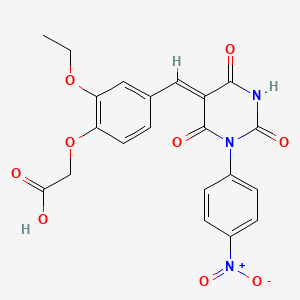 (2-ethoxy-4-{[1-(4-nitrophenyl)-2,4,6-trioxotetrahydro-5(2H)-pyrimidinylidene]methyl}phenoxy)acetic acid