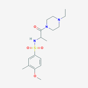 molecular formula C17H27N3O4S B5351990 N-[2-(4-ethyl-1-piperazinyl)-1-methyl-2-oxoethyl]-4-methoxy-3-methylbenzenesulfonamide 