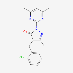 molecular formula C17H17ClN4O B5352032 4-(2-chlorobenzyl)-2-(4,6-dimethylpyrimidin-2-yl)-5-methyl-2,4-dihydro-3H-pyrazol-3-one 