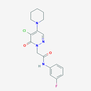 molecular formula C17H18ClFN4O2 B5352033 2-[5-chloro-6-oxo-4-(1-piperidinyl)-1(6H)-pyridazinyl]-N-(3-fluorophenyl)acetamide 