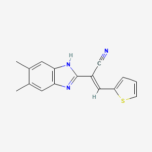 molecular formula C16H13N3S B5353129 (2E)-2-(5,6-dimethyl-1H-benzimidazol-2-yl)-3-(thiophen-2-yl)prop-2-enenitrile 