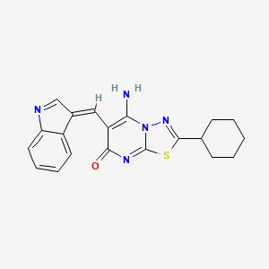 5-amino-2-cyclohexyl-6-[(E)-indol-3-ylidenemethyl]-[1,3,4]thiadiazolo[3,2-a]pyrimidin-7-one