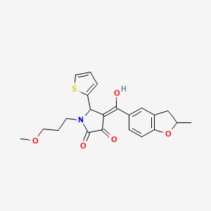 (4E)-4-[hydroxy-(2-methyl-2,3-dihydro-1-benzofuran-5-yl)methylidene]-1-(3-methoxypropyl)-5-thiophen-2-ylpyrrolidine-2,3-dione