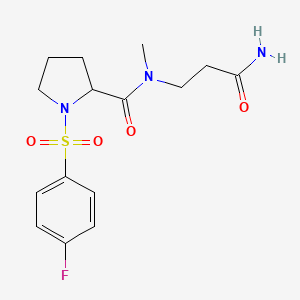 molecular formula C15H20FN3O4S B5353729 1-[(4-fluorophenyl)sulfonyl]prolyl-N~3~-methyl-beta-alaninamide 