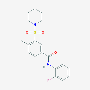 N-(2-fluorophenyl)-4-methyl-3-(piperidin-1-ylsulfonyl)benzamide