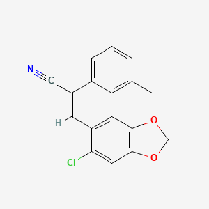 (E)-3-(6-chloro-1,3-benzodioxol-5-yl)-2-(3-methylphenyl)prop-2-enenitrile