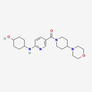 molecular formula C21H32N4O3 B5353807 trans-4-({5-[(4-morpholin-4-ylpiperidin-1-yl)carbonyl]pyridin-2-yl}amino)cyclohexanol 