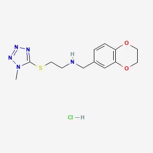 N-(2,3-dihydro-1,4-benzodioxin-6-ylmethyl)-2-(1-methyltetrazol-5-yl)sulfanylethanamine;hydrochloride