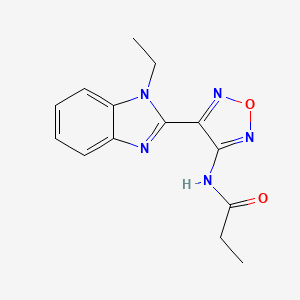 molecular formula C14H15N5O2 B5354002 N-[4-(1-ethyl-1H-benzimidazol-2-yl)-1,2,5-oxadiazol-3-yl]propanamide 