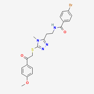 molecular formula C21H21BrN4O3S B5354061 4-bromo-N-[2-[5-[2-(4-methoxyphenyl)-2-oxoethyl]sulfanyl-4-methyl-1,2,4-triazol-3-yl]ethyl]benzamide 