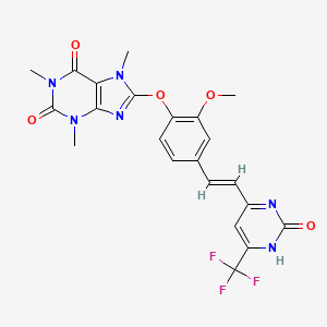 8-[2-methoxy-4-[(E)-2-[2-oxo-6-(trifluoromethyl)-1H-pyrimidin-4-yl]ethenyl]phenoxy]-1,3,7-trimethylpurine-2,6-dione