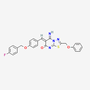 (6Z)-6-{4-[(4-fluorobenzyl)oxy]benzylidene}-5-imino-2-(phenoxymethyl)-5,6-dihydro-7H-[1,3,4]thiadiazolo[3,2-a]pyrimidin-7-one