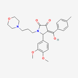 molecular formula C27H32N2O6 B5354755 5-(3,4-dimethoxyphenyl)-3-hydroxy-4-(4-methylbenzoyl)-1-[3-(4-morpholinyl)propyl]-1,5-dihydro-2H-pyrrol-2-one 