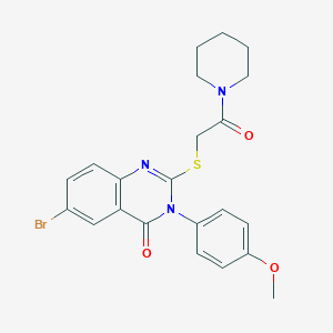 6-bromo-3-(4-methoxyphenyl)-2-{[2-oxo-2-(1-piperidinyl)ethyl]thio}-4(3H)-quinazolinone