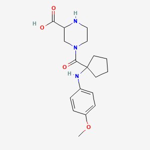 4-({1-[(4-methoxyphenyl)amino]cyclopentyl}carbonyl)piperazine-2-carboxylic acid