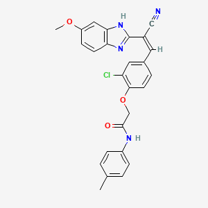 2-{2-chloro-4-[(Z)-2-cyano-2-(5-methoxy-1H-benzimidazol-2-yl)ethenyl]phenoxy}-N-(4-methylphenyl)acetamide