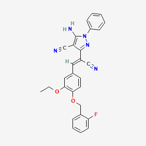 5-amino-3-[(Z)-1-cyano-2-[3-ethoxy-4-[(2-fluorophenyl)methoxy]phenyl]ethenyl]-1-phenylpyrazole-4-carbonitrile