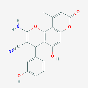 molecular formula C20H14N2O5 B5355599 2-amino-5-hydroxy-4-(3-hydroxyphenyl)-10-methyl-8-oxo-4H,8H-pyrano[2,3-f]chromene-3-carbonitrile 