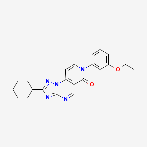 4-Cyclohexyl-11-(3-ethoxyphenyl)-2,3,5,7,11-pentazatricyclo[7.4.0.02,6]trideca-1(9),3,5,7,12-pentaen-10-one