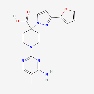 molecular formula C18H20N6O3 B5355970 1-(4-amino-5-methylpyrimidin-2-yl)-4-[3-(2-furyl)-1H-pyrazol-1-yl]piperidine-4-carboxylic acid 