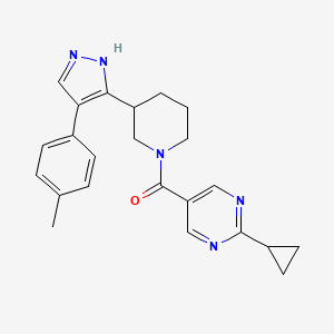 (2-cyclopropylpyrimidin-5-yl)-[3-[4-(4-methylphenyl)-1H-pyrazol-5-yl]piperidin-1-yl]methanone