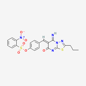 4-[(5-imino-7-oxo-2-propyl-5H-[1,3,4]thiadiazolo[3,2-a]pyrimidin-6(7H)-ylidene)methyl]phenyl 2-nitrobenzenesulfonate