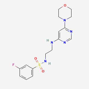 molecular formula C16H20FN5O3S B5356821 3-fluoro-N-(2-{[6-(4-morpholinyl)-4-pyrimidinyl]amino}ethyl)benzenesulfonamide 